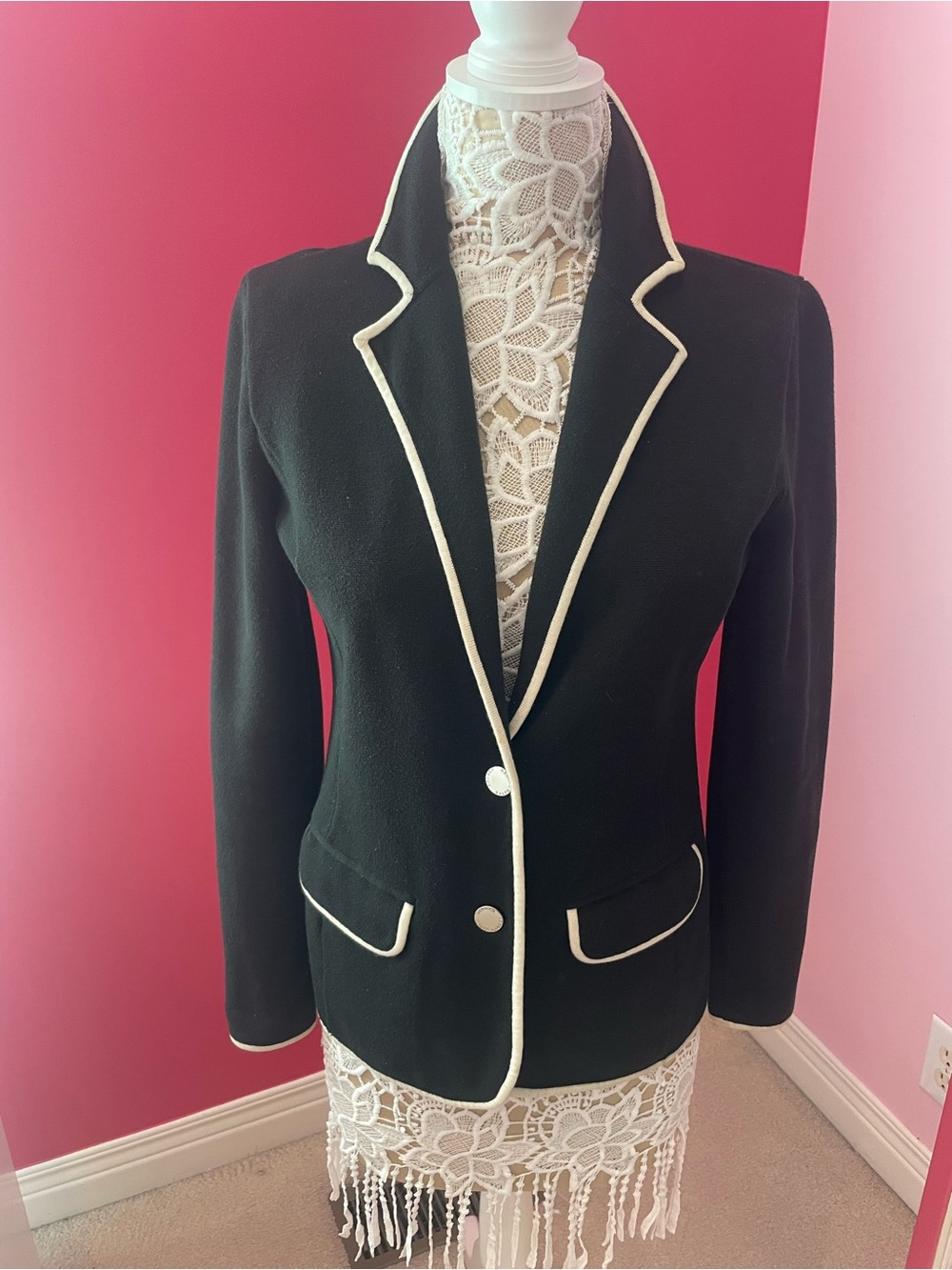 Ralph Lauren Black Blazer with Cream Piping